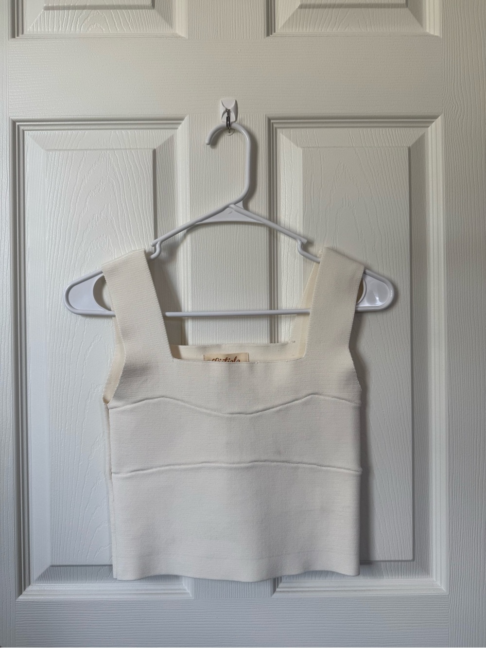 Listicle Cream Square Neck Knit Tank